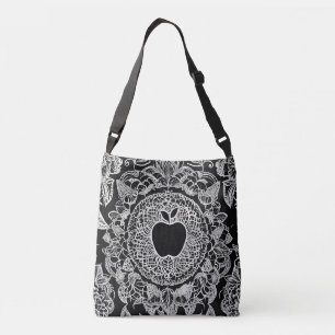 Zwarte Apple AI-kunst Crossbody Tas