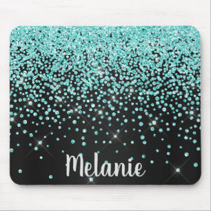 Zwarte Aqua Sparkle Crystal Muismat