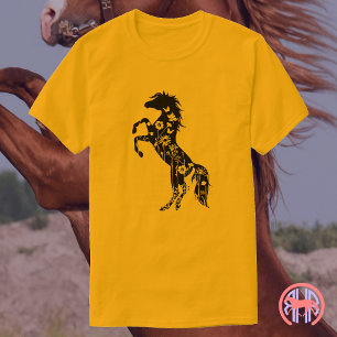 Zwarte Arabische Bloempaard T-shirt