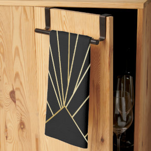 Zwarte Art Deco Design Theedoek
