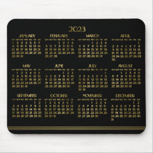 Zwarte Art Deco Gouden Jaarkalender 2023 Muismat