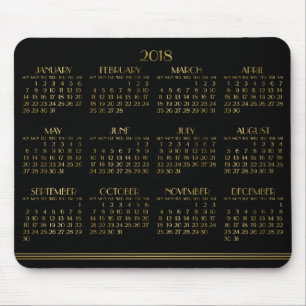 Zwarte Art Deco Gouden Jaarlijkse Kalender 2018 Mu Muismat