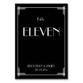 Zwarte Art Deco Great Gatsby Huwelijks Tafel Numme Kaart (Achterkant)