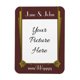 Zwarte Art Deco in rode Save-the-Date-magneet Magneet