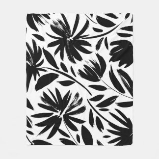 Zwarte aster: chrysantenpatroon fleece deken