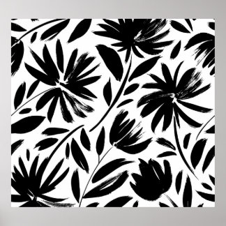 Zwarte aster:  chrysantenpatroon poster