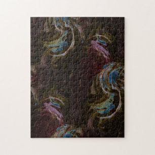 Zwarte Atomic Abstracte Kunst Legpuzzel