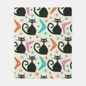 Zwarte atoomkatten en boemerangs uit het midden va fleece deken (Voorkant)