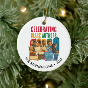 Zwarte auteurs QR-code uitgever cadeau vieren Keramisch Ornament