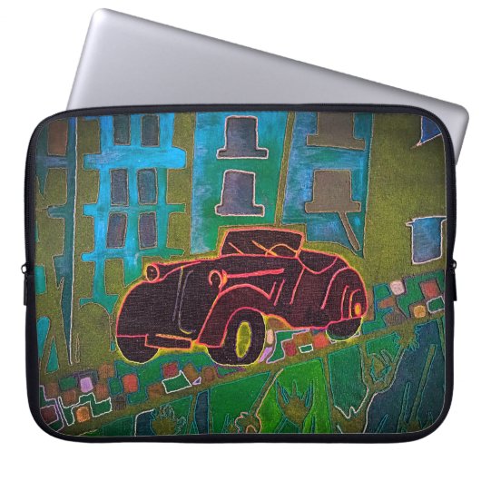 Zwarte auto laptop sleeve (Voorkant)
