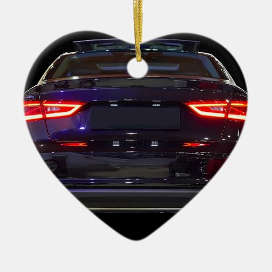 zwarte auto , rode lichten keramisch ornament (Voorkant)