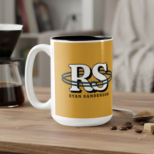 Zwarte baan monogram beginsel Alle kleuren ID1331 Tweekleurige Koffiemok
