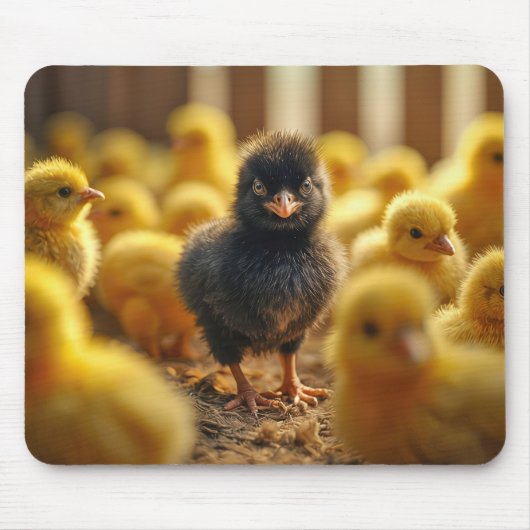 Zwarte Baby chick in een schuur Muismat (Voorkant)