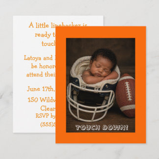 Zwarte baby-voetbalspeler baby shower kaart