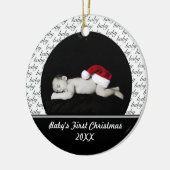 Zwarte Baby's Eerste Kerstsieraad Keramisch Ornament (Links)