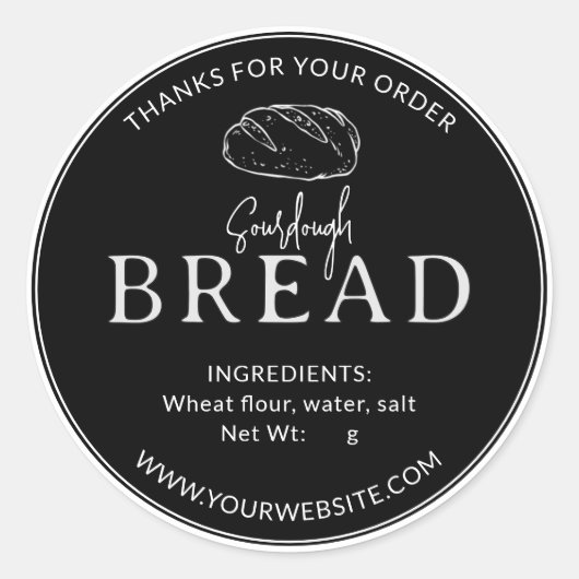 Zwarte Bakkerij Zuurdeeg Brood Dank u Sticker (Voorkant)