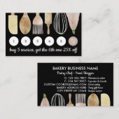 Zwarte bakkerijgebak, taart, keukenloyaliteit visitekaartje (Voorkant / Achterkant)