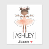 Zwarte ballerina aangepaste naam sticker (Vel)