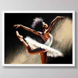 Zwarte Ballerina Dancer Pastel Tekening Poster