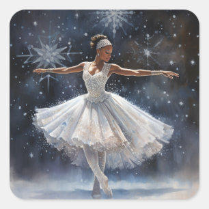 Zwarte Ballerina: Etherische schoonheid Sneeuwkoni Vierkante Sticker