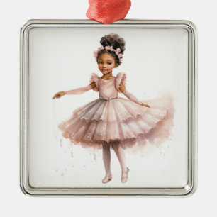 Zwarte Ballerina, Roze Tutu, Roze Bloemen Hoofdban Metalen Ornament