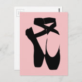 Zwarte balletpuntenschoenen briefkaart (Voorkant / Achterkant)