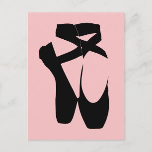 Zwarte balletpuntenschoenen briefkaart