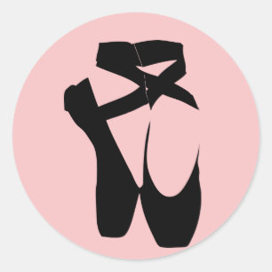 Zwarte balletpuntenschoenen ronde sticker