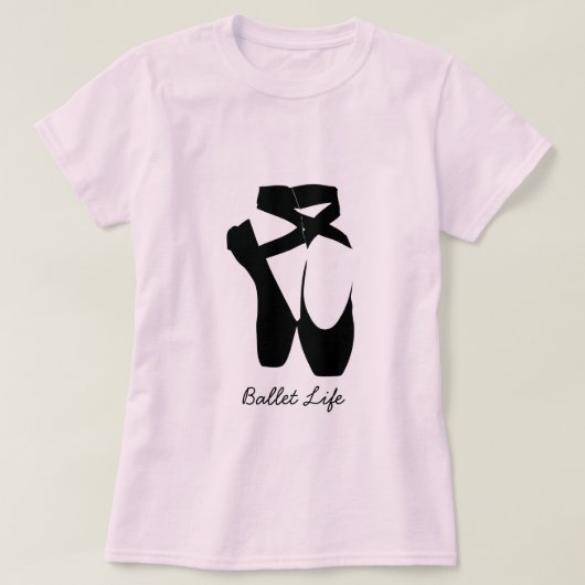 Zwarte balletpuntenschoenen t-shirt (Design voorkant)