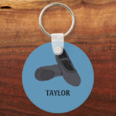 Zwarte balletschoenen Blauw op maat Sleutelhanger (Voorkant)