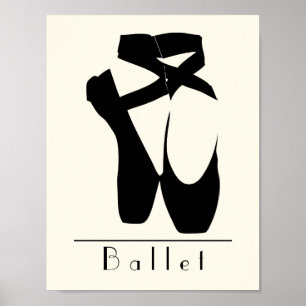 Zwarte balletschoenen en gekleurd poster