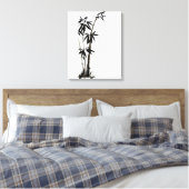 Zwarte bamboe - inkt canvas afdruk (Insitu (Slaapkamer))