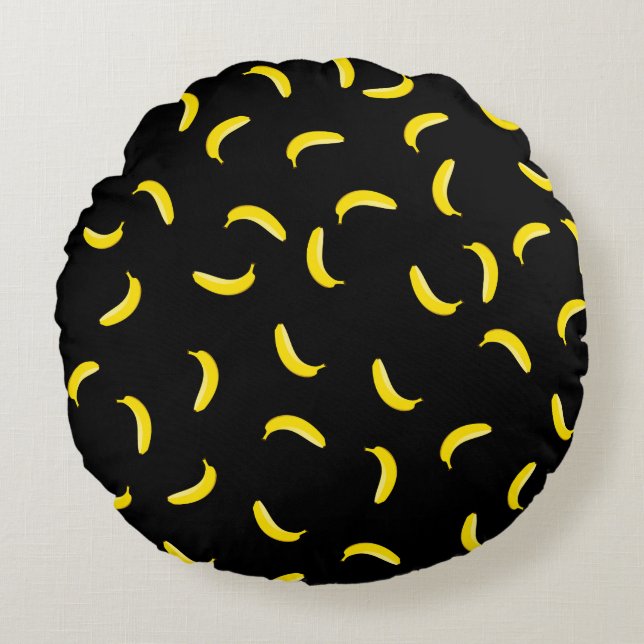 Zwarte banaan rond kussen (Voorkant)