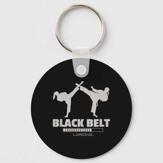 Zwarte Band Loading Karate Premium Tri-Blend Sleutelhanger (Voorkant)