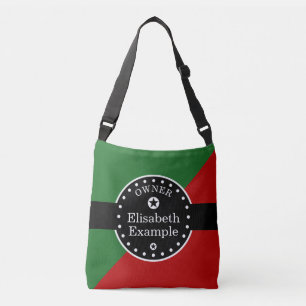 Zwarte banner en rechthoeken - rood + uw ideeën crossbody tas