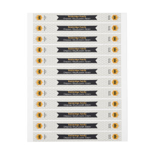 Zwarte banner Witte honing Etiket op deksel