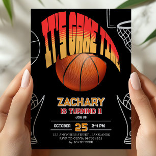 Zwarte basketbal verjaardagsfeest uitnodiging