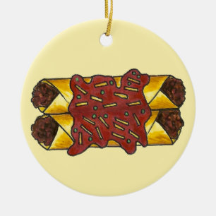 Zwarte Bean Enchiladas Tex Mex Mexicaanse Cuisine Keramisch Ornament