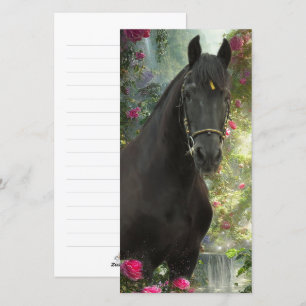 Zwarte Beauty Friese Paard - Wenskaart Feestdagenkaart