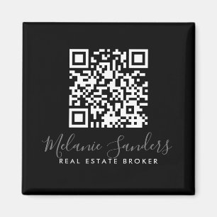 ZWARTE Bedrijfs REAL ESTATE Magnet met CODE QR Magneet