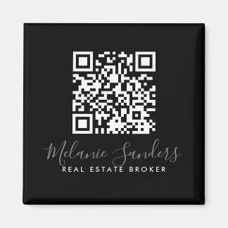 ZWARTE Bedrijfs REAL ESTATE Magnet met CODE QR Magneet
