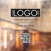 Zwarte bedrijfslogo winkelgevel QR-code contactgeg Raamsticker (Vel 2)