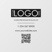 Zwarte bedrijfslogo winkelgevel QR-code contactgeg Raamsticker (Vel)