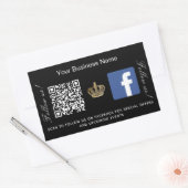 Zwarte bedrijfsnaam gouden kroon qr code Facebook Rechthoekige Sticker (Envelop)