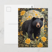 Zwarte Beer en gele boterbloem Briefkaart (Voorkant / Achterkant)