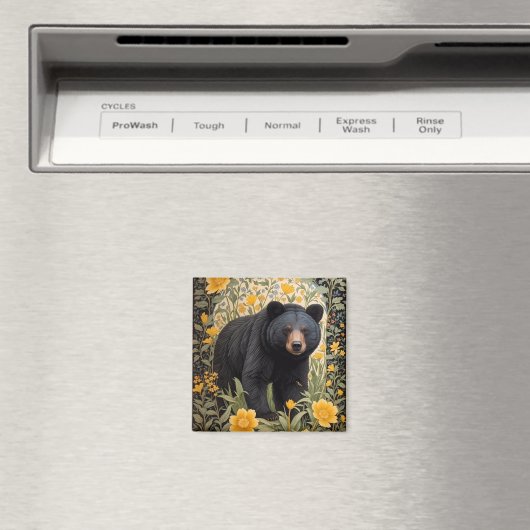 Zwarte Beer en gele boterbloem Magneet (Insitu (Vaatwasser))