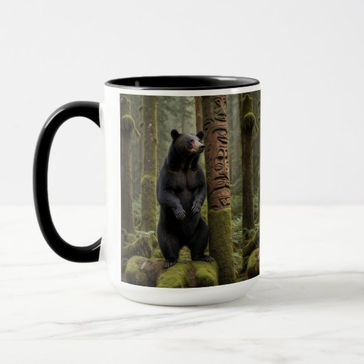 Zwarte Beer en Totem Pole Wildlife Art Mok (Links)