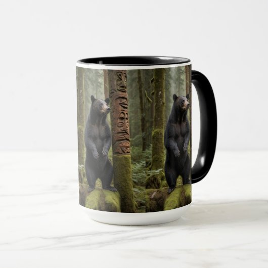 Zwarte Beer en Totem Pole Wildlife Art Mok (Voorkant rechts)
