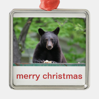 zwarte beer kerst metalen ornament