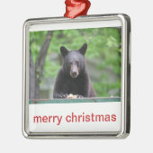 zwarte beer kerst metalen ornament (Links)